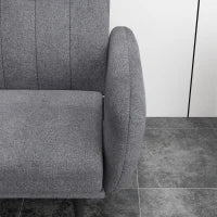 Divano Letto 3 Posti con Schienale Reclinabile a 3 Livelli in Tessuto, 208x84x82cm, Grigio