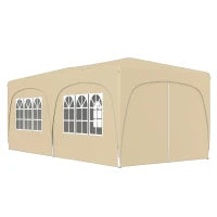 Gazebo Pieghevole 3 x 6m Pop Up, UPF50+ Altezza Regolabile, con Borsa per il Trasporto e Sacchi di Sabbia, Color Sabbia