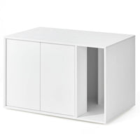 Lettiera per gatti di grandi dimensioni 80 x 50 x 50 cm porta con apertura a pressione tavolo moderno e minimalista bianco 12_0006045