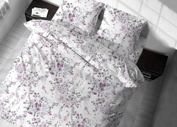 Copritrapunta Sacco Per Trapunta 100% Cotone Disegno Floreale Acquarello - Matrimoniale - Acquarello