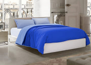 Sacco Copripiumino Bicolor Estate Inverno In 100% Cotone Tinta Unita Amici - Singolo - Blu