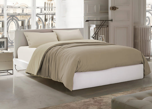 Sacco Copripiumino Bicolor Estate Inverno In 100% Cotone Tinta Unita Amici - Piazza E Mezza - Tortora