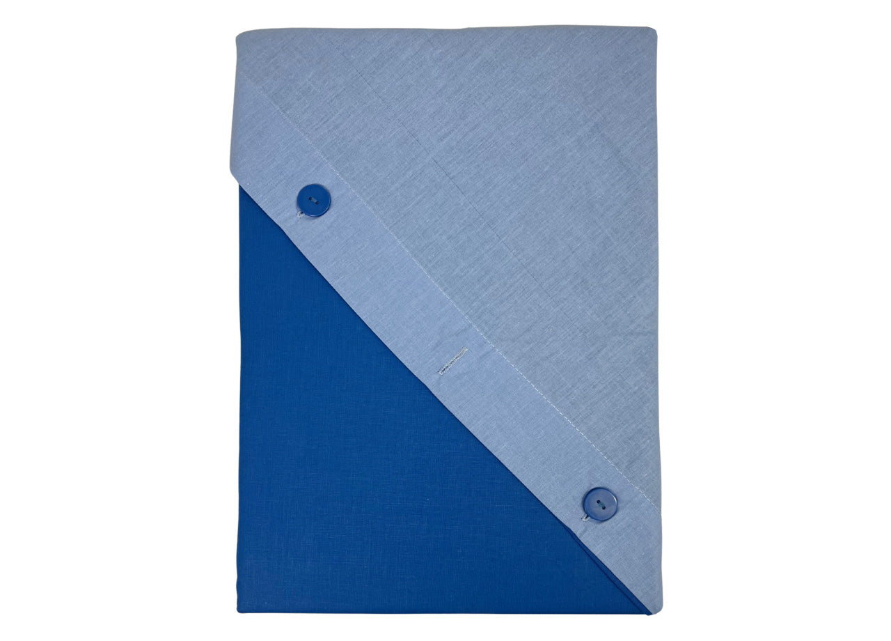 Sacco Copripiumino Bicolor Estate Inverno In 100% Cotone Tinta Unita Amici - Singolo - Blu