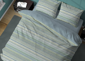 Sacco Copripiumino In 100% Cotone Made Italy Disegno Baia - Piazza E Mezza - Verde