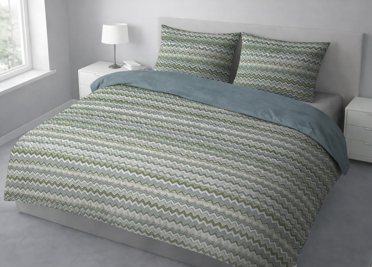 Sacco Copripiumino In 100% Cotone Made Italy Disegno Baia - Piazza E Mezza - Verde