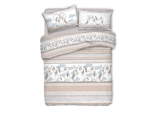 Copripiumino Sacco Piumone Pensieri Delicati Cotone Disegno Bau Bau - Singolo - Grigio