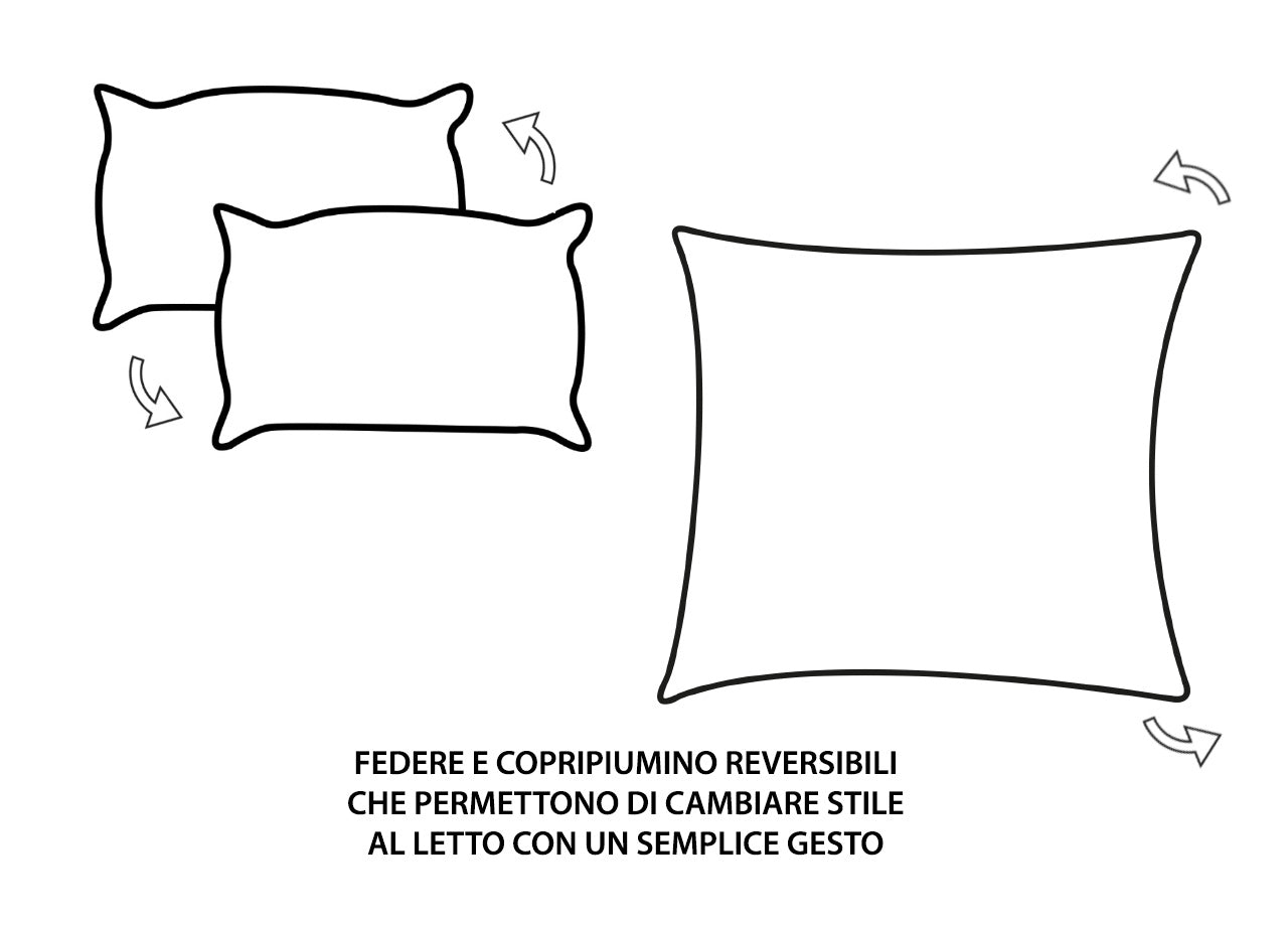 Copripiumino Doubleface In 100% Cotone Modello Les Uniques Dis. 2503 - Singolo - Tortora 132