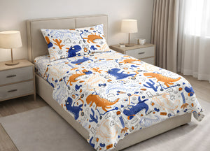 Sacco Copripiumino In 100% Cotone Made Italy Disegno Dino - Piazza E Mezza - Dino