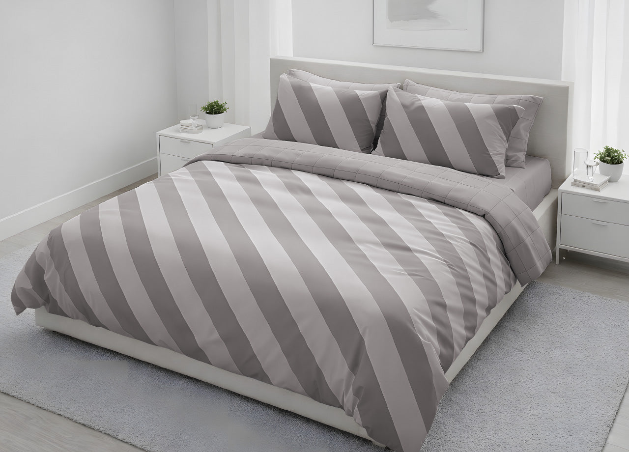 Sacco Copripiumino In 100% Cotone Made Italy Disegno Elite - Matrimoniale - Beige