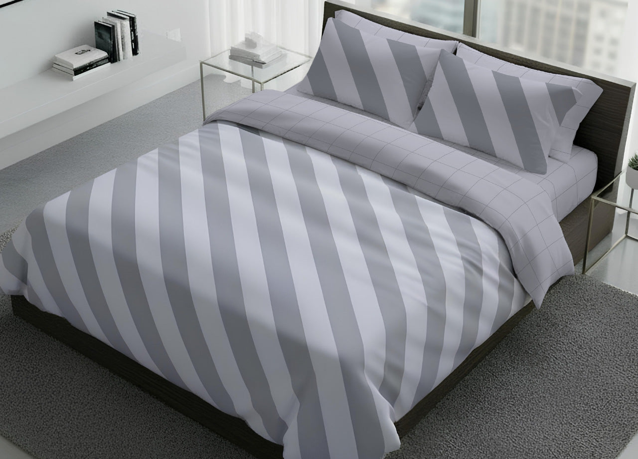 Sacco Copripiumino In 100% Cotone Made Italy Disegno Elite - Piazza E Mezza - Grigio