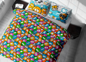 Sacco Copripiumino In 100% Cotone Made Italy Disegno Emoji - Piazza E Mezza - Emoji