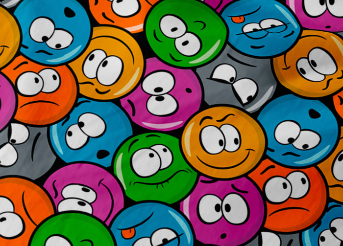 Sacco Copripiumino In 100% Cotone Made Italy Disegno Emoji - Piazza E Mezza - Emoji