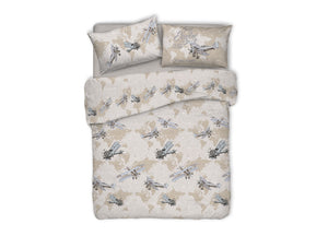 Copripiumino Sacco Piumone Pensieri Delicati Cotone Disegno Aerei - Singolo - Beige