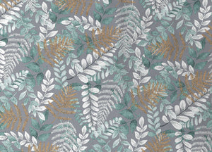 Completo Lenzuola In 100% Cotone Made Italy Disegno Foglie Botanico - Francese - Foglie