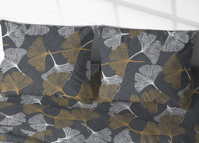 Completo Lenzuola Camper Roulotte 100% Cotone PERSONALIZZABILE Varie Fantasie - Matrimoniale - Ginko Giallo