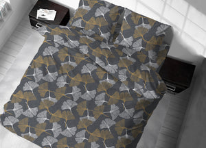 Copritrapunta Sacco Per Trapunta 100% Cotone Disegno Ginko - Matrimoniale - Giallo