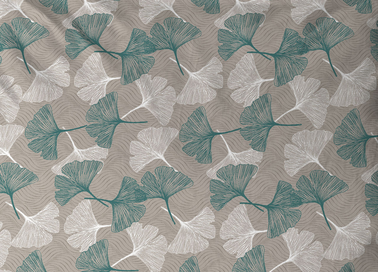 Copritrapunta Sacco Per Trapunta 100% Cotone Disegno Ginko - Singolo - Verde