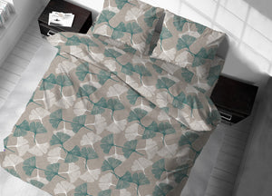 Copritrapunta Sacco Per Trapunta 100% Cotone Disegno Ginko - Matrimoniale - Verde