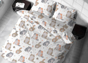 Sacco Copripiumino In Morbida Flanella 100% Cotone Dis. Gatti - Singolo - Gatti