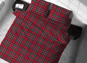 Copritrapunta Sacco Per Trapunta 100% Cotone Disegno Scozzese Kilt - Singolo - Rosso