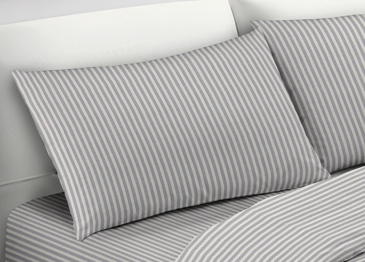 Completo Lenzuola Letto Camera In 100% Cotone Made Italy Vari Disegni RP - Piazza 1-2 - Bastoncino Grigio