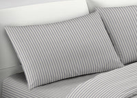 Completo Lenzuola Letto Camera In 100% Cotone Made Italy Vari Disegni RP - Piazza 1-2 - Bastoncino Grigio