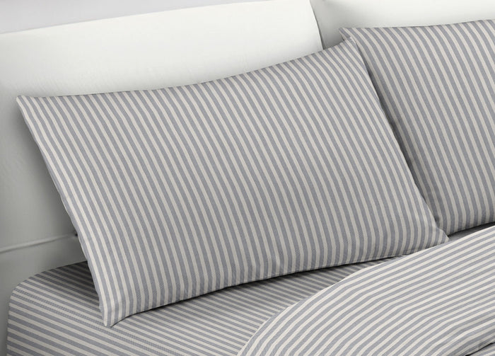 Completo Lenzuola Letto Camera In 100% Cotone Made Italy Vari Disegni RP - Piazza 1-2 - Bastoncino Grigio