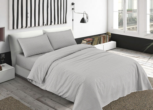 Sacco Copripiumino Piumone Letto In 100% Cotone Made Italy Vari Disegni RP - 2 Piazze - Bastoncino Grigio