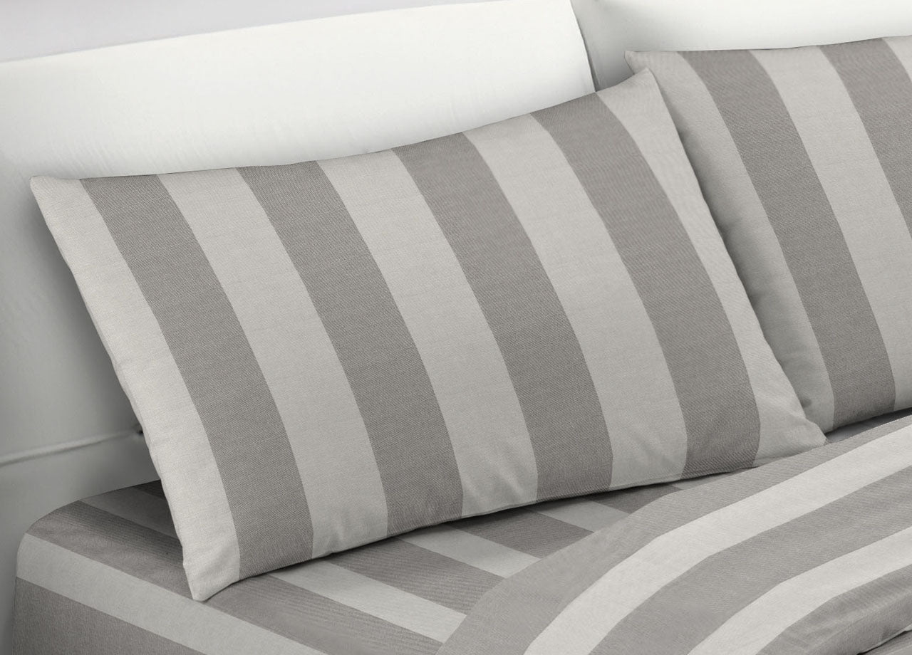 Completo Lenzuola Letto Camera In 100% Cotone Made Italy Vari Disegni RP - Piazza 1-2 - Riga Larga Grigio