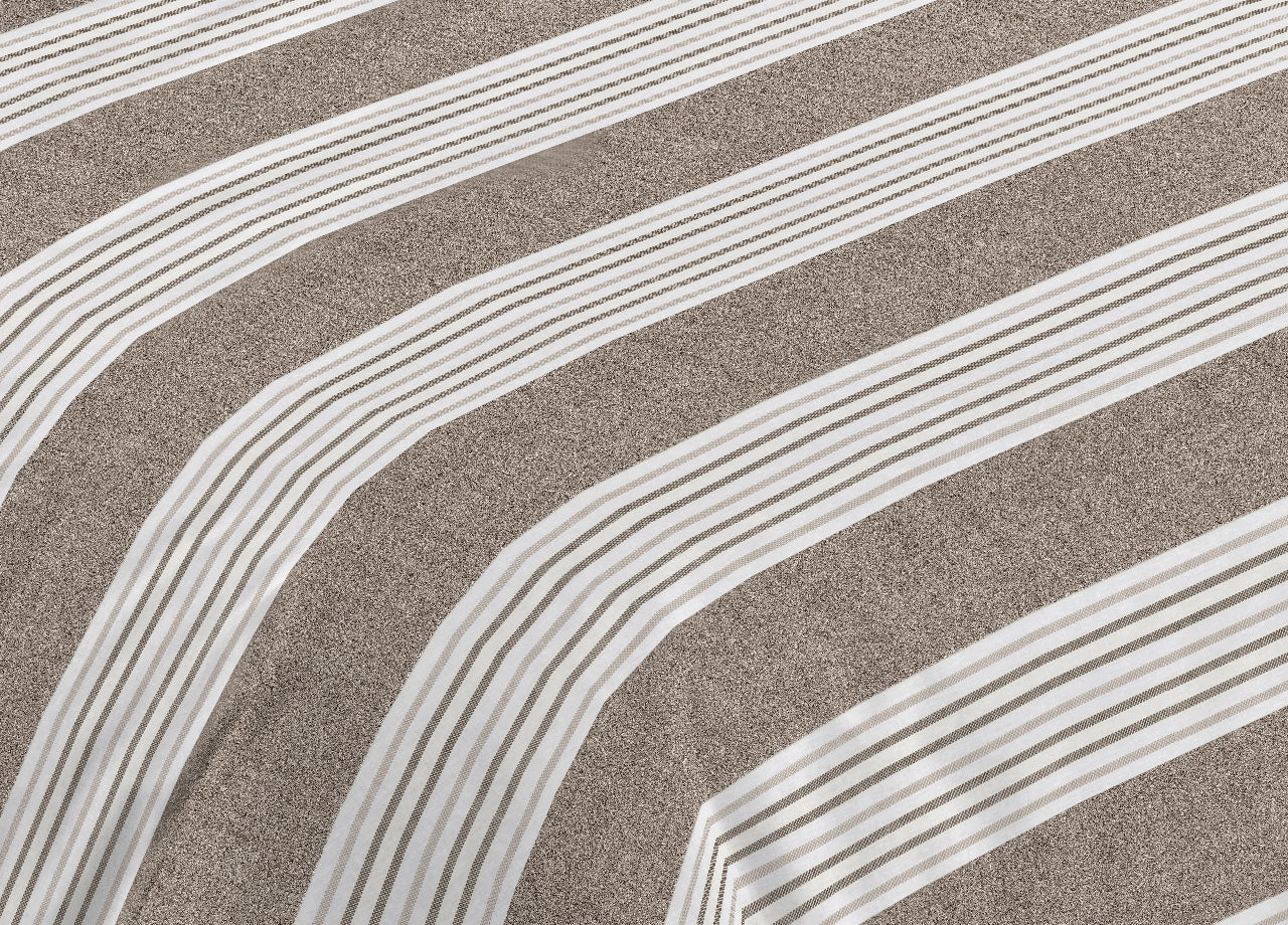 Completo Lenzuola Letto Camera In 100% Cotone Made Italy Vari Disegni RP - 2 Piazze - Righine Beige