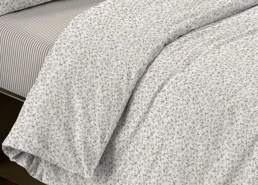 Completo Lenzuola Letto Camera In 100% Cotone Made Italy Vari Disegni RP - 1 Piazza - Stefy Beige