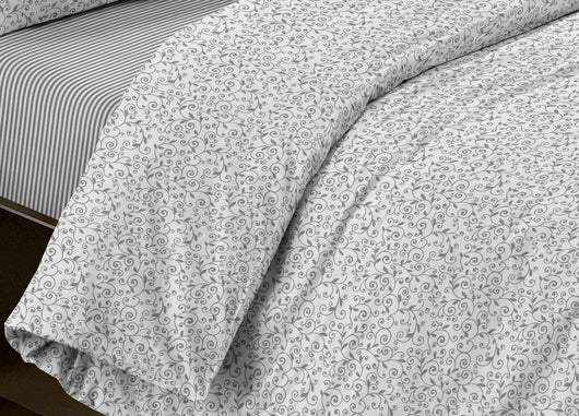 Completo Lenzuola Letto Camera In 100% Cotone Made Italy Vari Disegni RP - Piazza 1-2 - Stefy Grigio