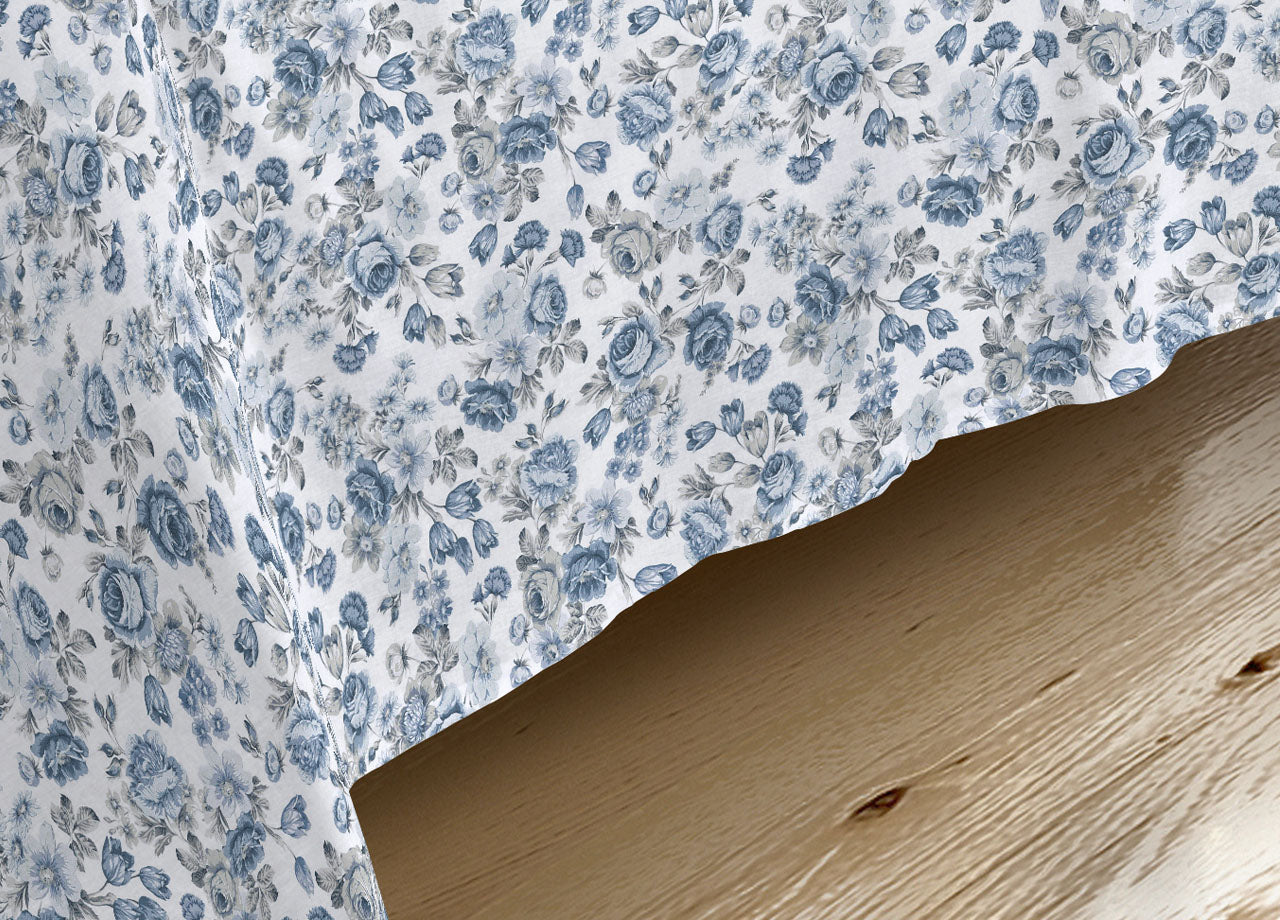 Completo Lenzuola Letto Camera In 100% Cotone Made Italy Vari Disegni RP - Piazza 1-2 - Susan Azzurro