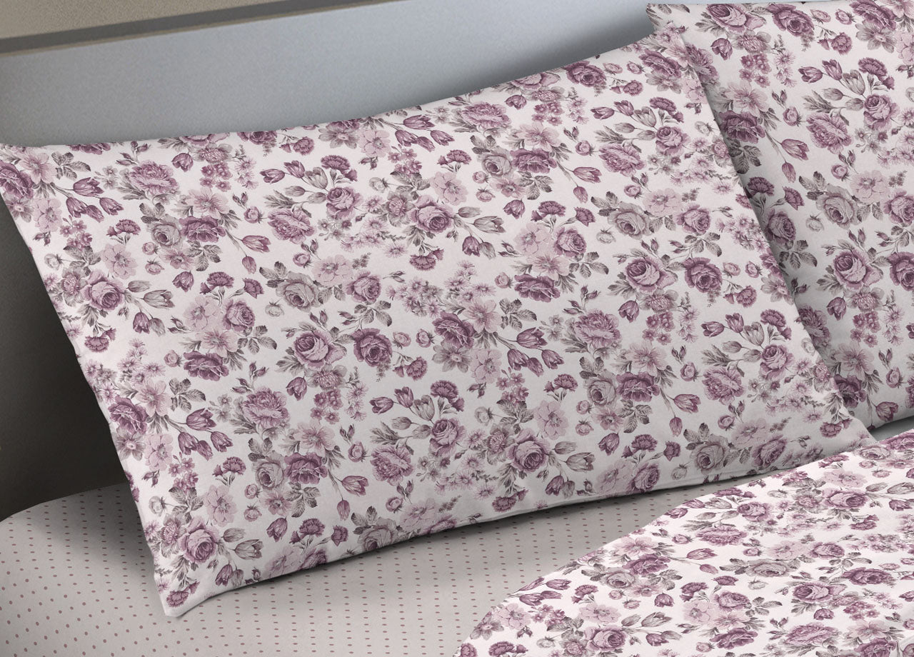 Completo Lenzuola Letto Camera In 100% Cotone Made Italy Vari Disegni RP - 1 Piazza - Susan Rosa