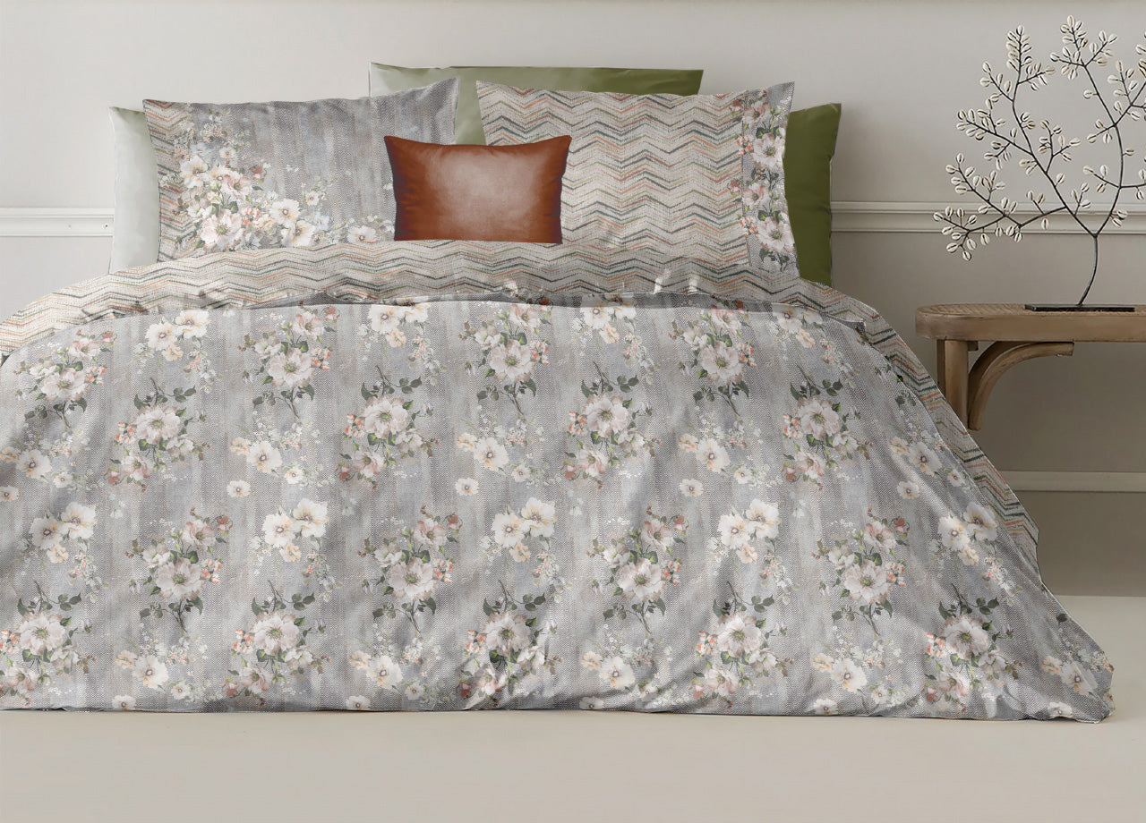 Copripiumino Double Face Matrimoniale Digitale Cotone Percalle Loft Natural