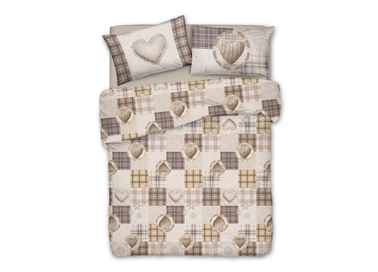 Copripiumino Linea Pensieri Delicati In 100% Cotone Disegno Love Mountain - Matrimoniale - Beige