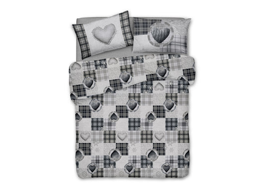 Copripiumino Sacco Piumone Pensieri Delicati Cotone Disegno Love Mountain - Matrimoniale - Grigio