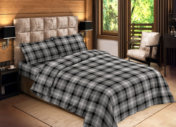 Sacco Copripiumino Microfibra Letto Matrimoniale Tirolese Scozzese Cardiff Grigio