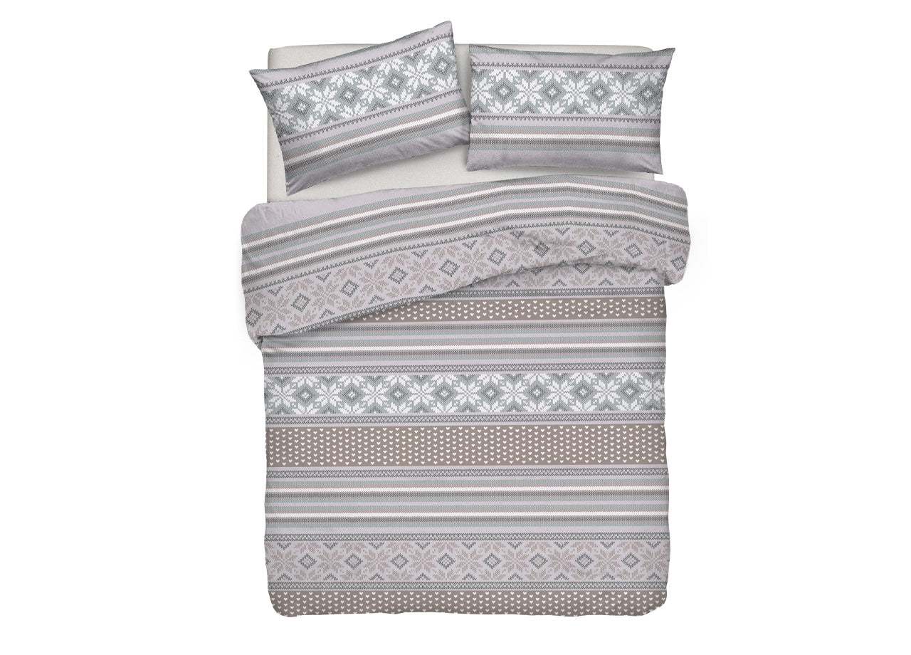 Copripiumino Sacco Piumone Pensieri Delicati Cotone Dis. Norvegia - Matrimoniale - Grigio