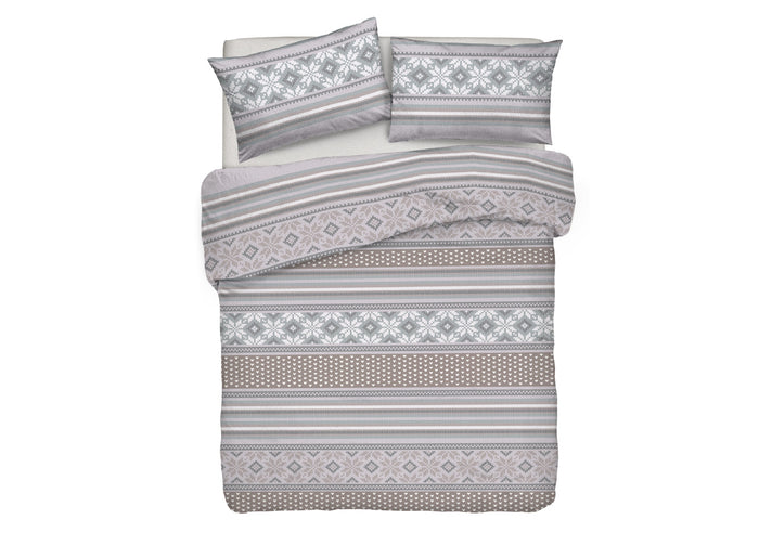 Copripiumino Sacco Piumone Pensieri Delicati Cotone Dis. Norvegia - Matrimoniale - Grigio