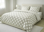Sacco Copripiumino In 100% Cotone Made Italy Disegno Pois - Matrimoniale - Beige