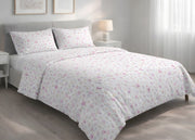 Sacco Copripiumino In 100% Cotone Made Italy Disegno Primavera - Singolo - Rosa