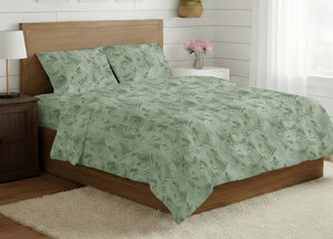 Sacco Copripiumino In 100% Cotone Made Italy Disegno Soffione - Singolo - Verde