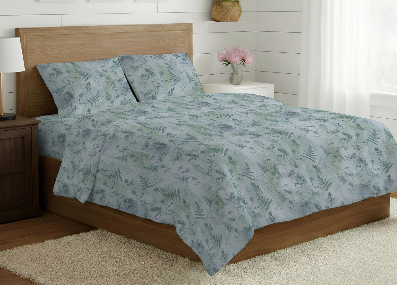 Sacco Copripiumino In 100% Cotone Made Italy Disegno Soffione - Matrimoniale - Verde