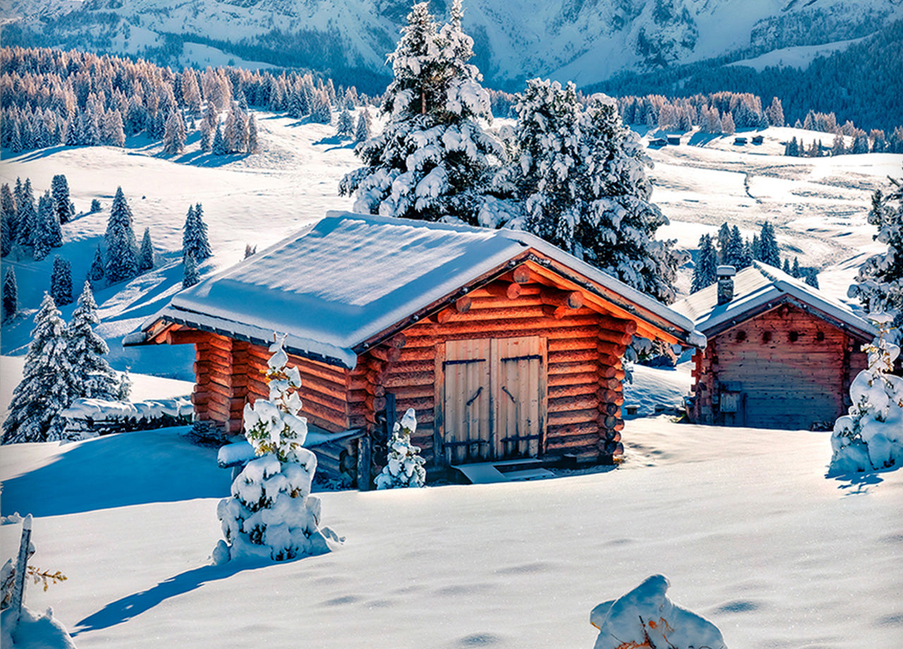 Parure Copripiumino Sacco Piumino Letto 100% Cotone Sogni D'oro Disegno Baita Dis. 70 - Piazza E Mezza - Baita