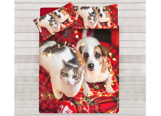 Parure Copripiumino Coppia Federe Letto 100% Cotone Sogni D'oro Disegno Puppies - Singolo - Puppies