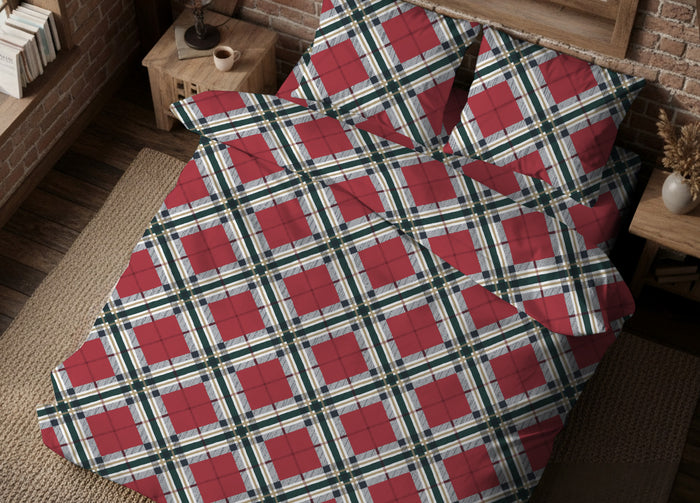 Copripiumino In Morbida Flanella 100% Cotone Disegno Tartan - Singolo - Tartan