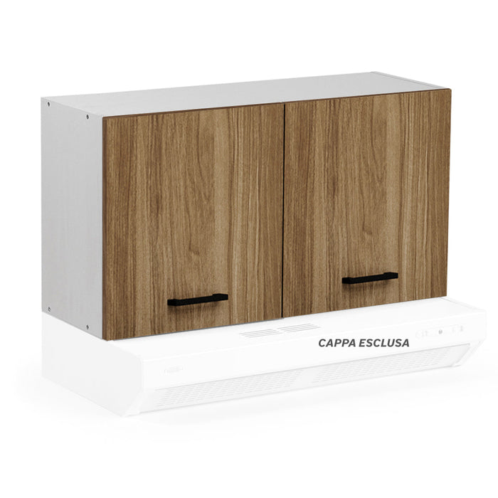 Pensile per cucina componibile da 90 cm con due ante, realizzata in legno 100% MADE IN ITALY colore Noce