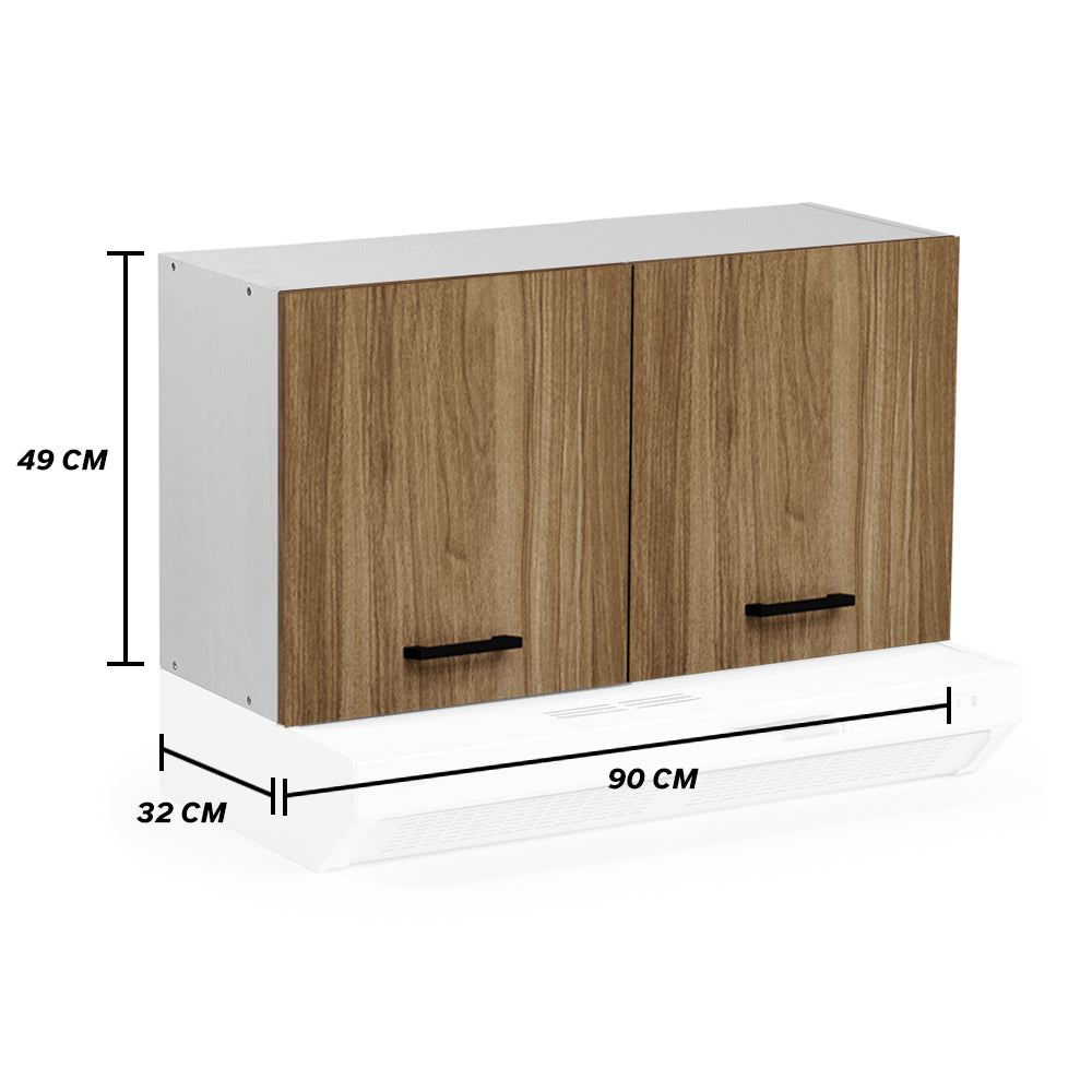Pensile per cucina componibile da 90 cm con due ante, realizzata in legno 100% MADE IN ITALY colore Noce