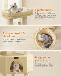 Tiragraffi grande e stabile con tappetino caldo autopulente tiragraffi tana amache piattaforme corda in sisal 50 x 50 x 160 cm beige 12_0003836